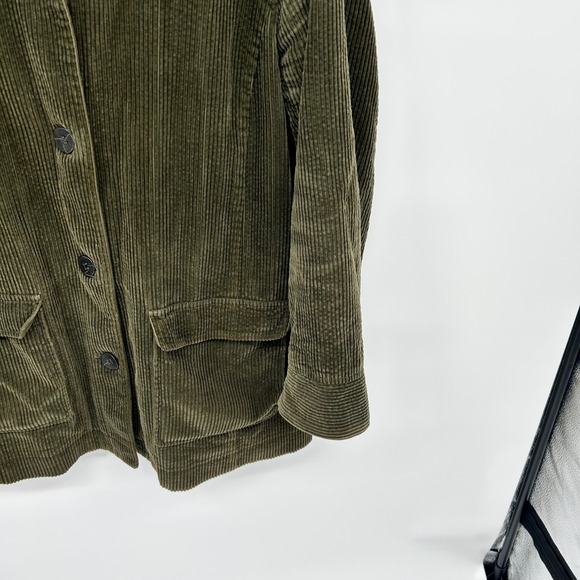 J Jill Heritage Tumbled Corduroy Hooded Coat‎ Olive Green Size L - Picture 3 of 4